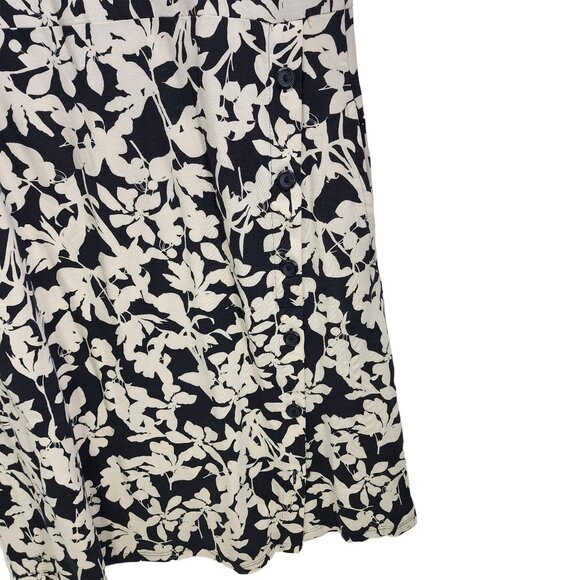 J Jill Shirt Dress Womens S‎ Black Cream Floral Pockets Buttons Short Sleeve - Picture 5 of 8